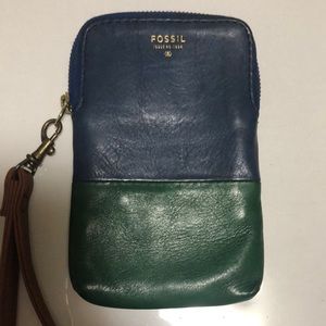 Fossil Blue and Green Clutch Wristlet